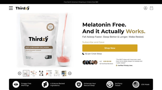 Hero · "Melatonin Free" — Thirdzy mobile section